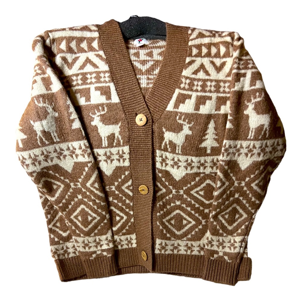 Seasonal Brown Button Down Sweater